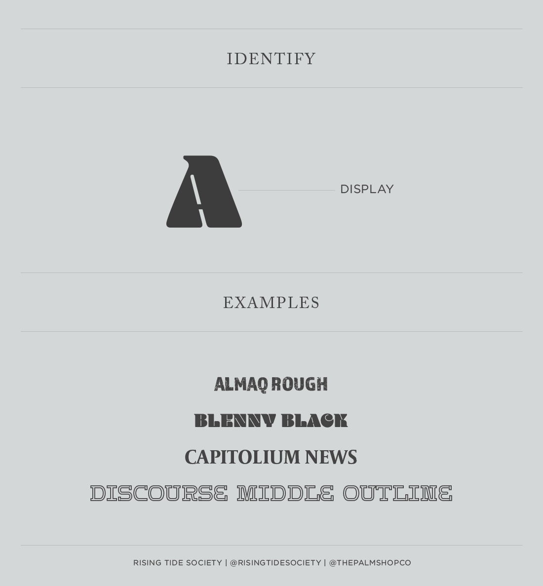 Display font guide by the Rising Tide Society