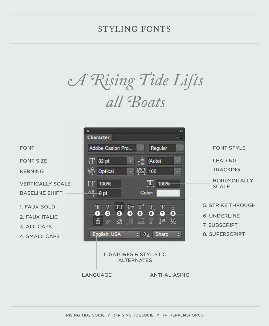 Typography: Understanding Tracking, Leading, Kearning and the Character Palette in Photoshop | Via the Rising Tide Society 