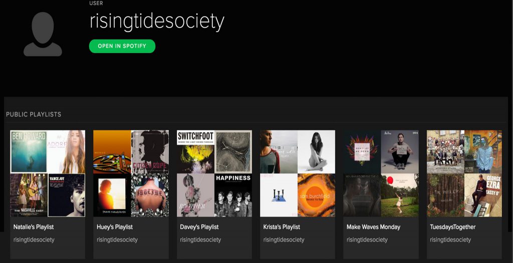 Rising Tide Society Spotify Playlists | via the Rising Tide Society