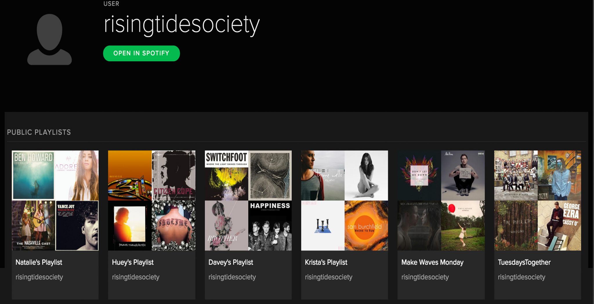 Rising Tide Society Spotify Playlists | via the Rising Tide Society