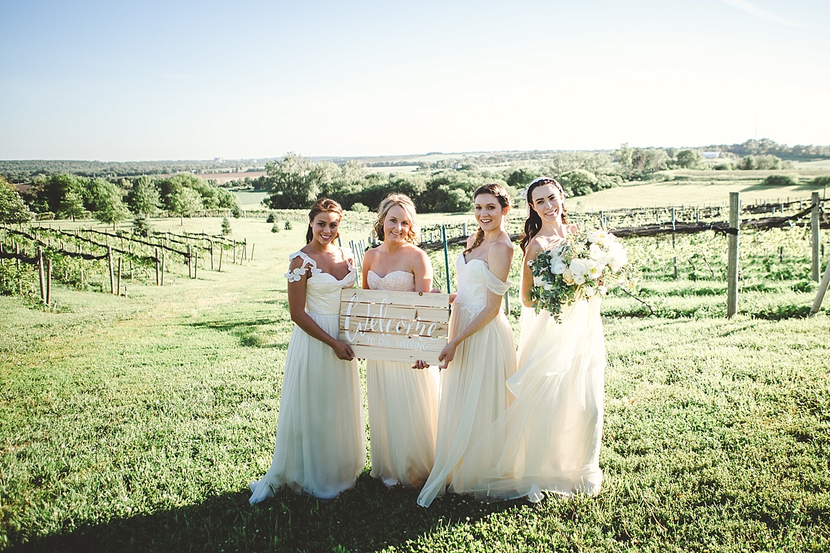 Bridemaids at a vineyard in Omaha, Nebraska
