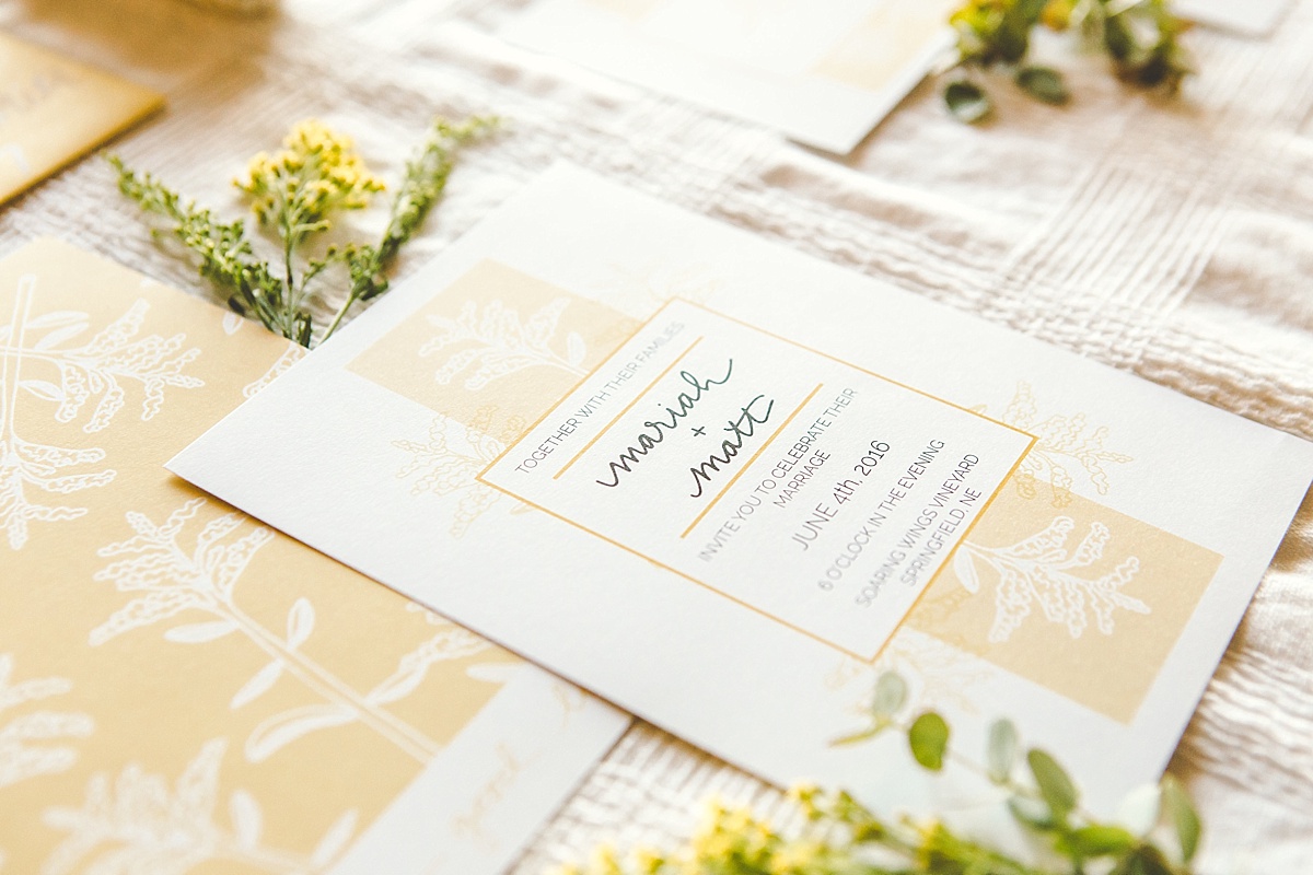 Yellow stationery suite from a Rising Tide Society Styled Shoot