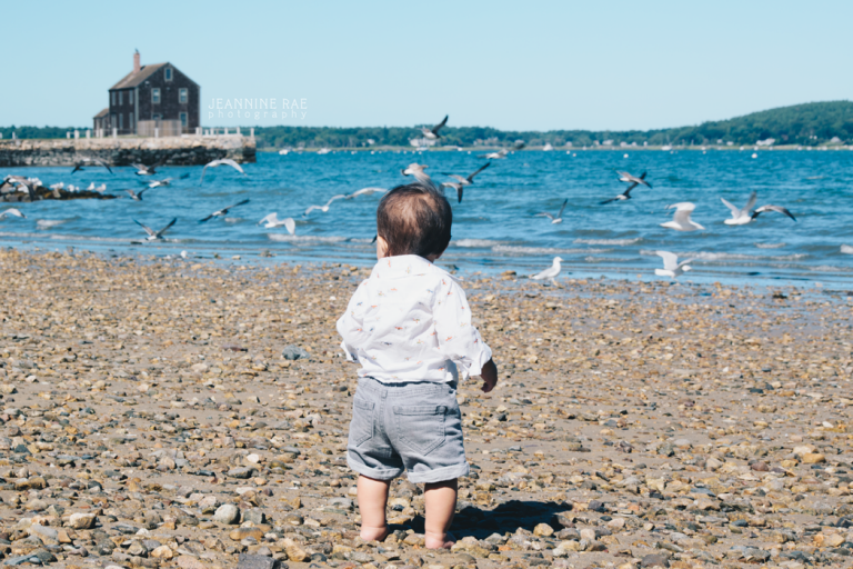 Baby looking out at the lake.