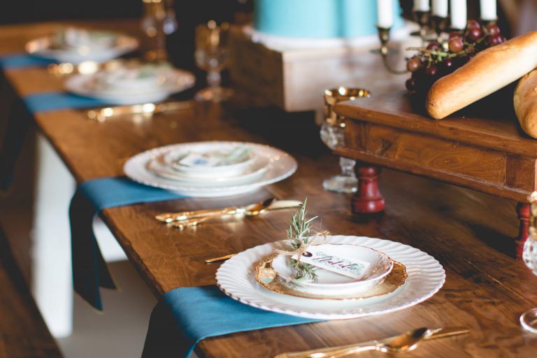Table set up for a formal dinner