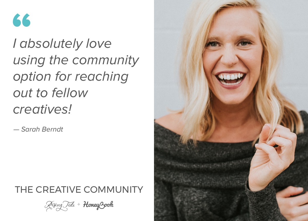 Sarah Berndt, member of The Creative Community, on loving using the community to reach fellow creatives