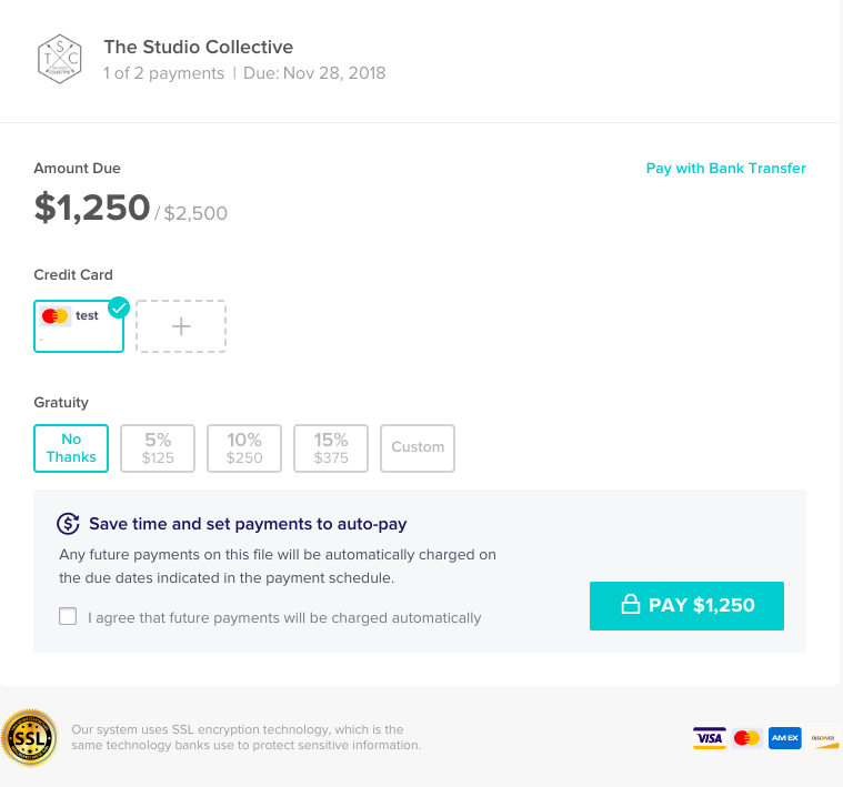honeybook secure payments