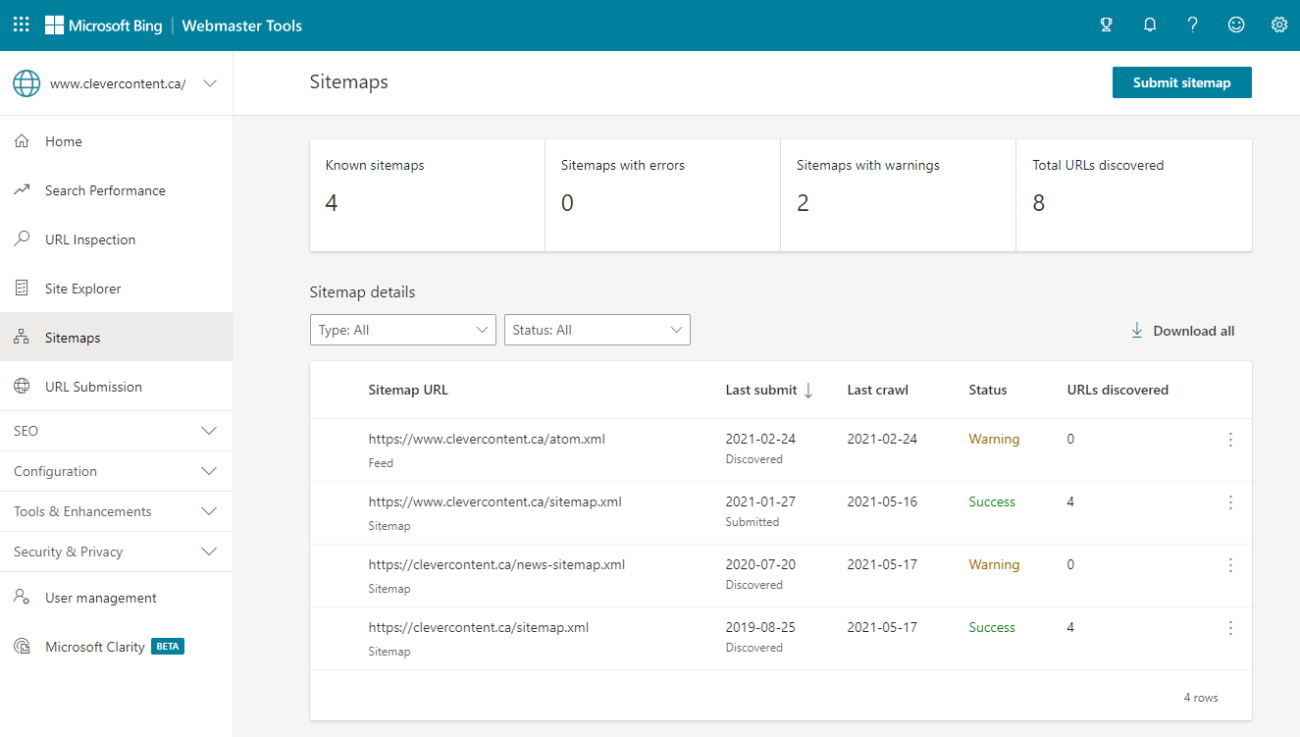 Bing Sitemaps