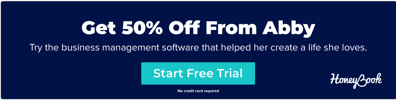 Get 50% off HoneyBook from Abby Grace