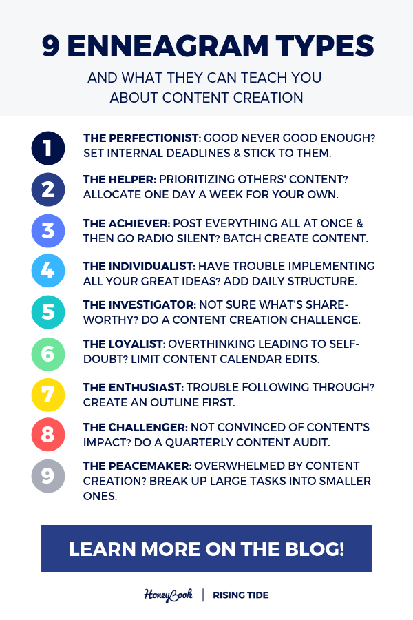 9 enneagram types and what they can teach you about content creation - honeybook blog