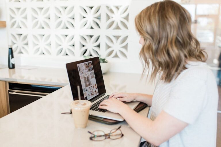 Woman sitting on computer