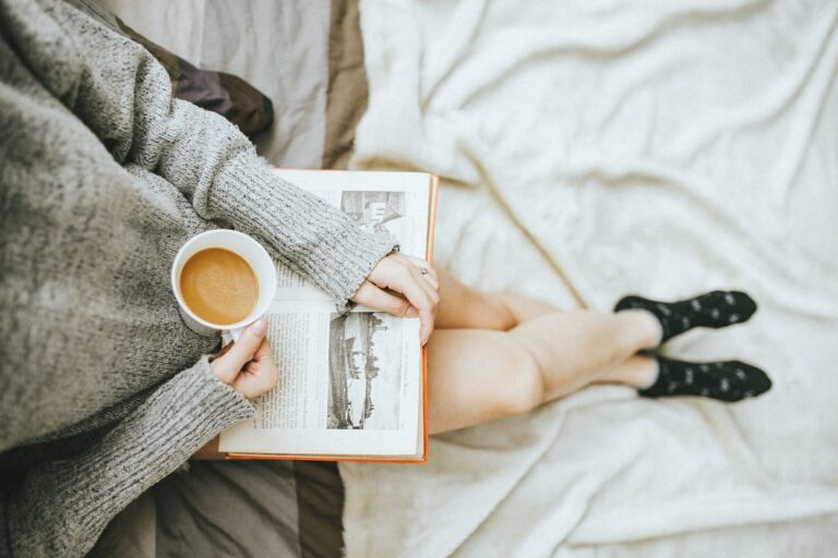 woman reading book