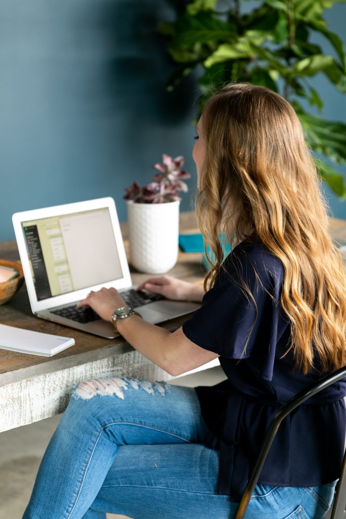 Woman using laptop