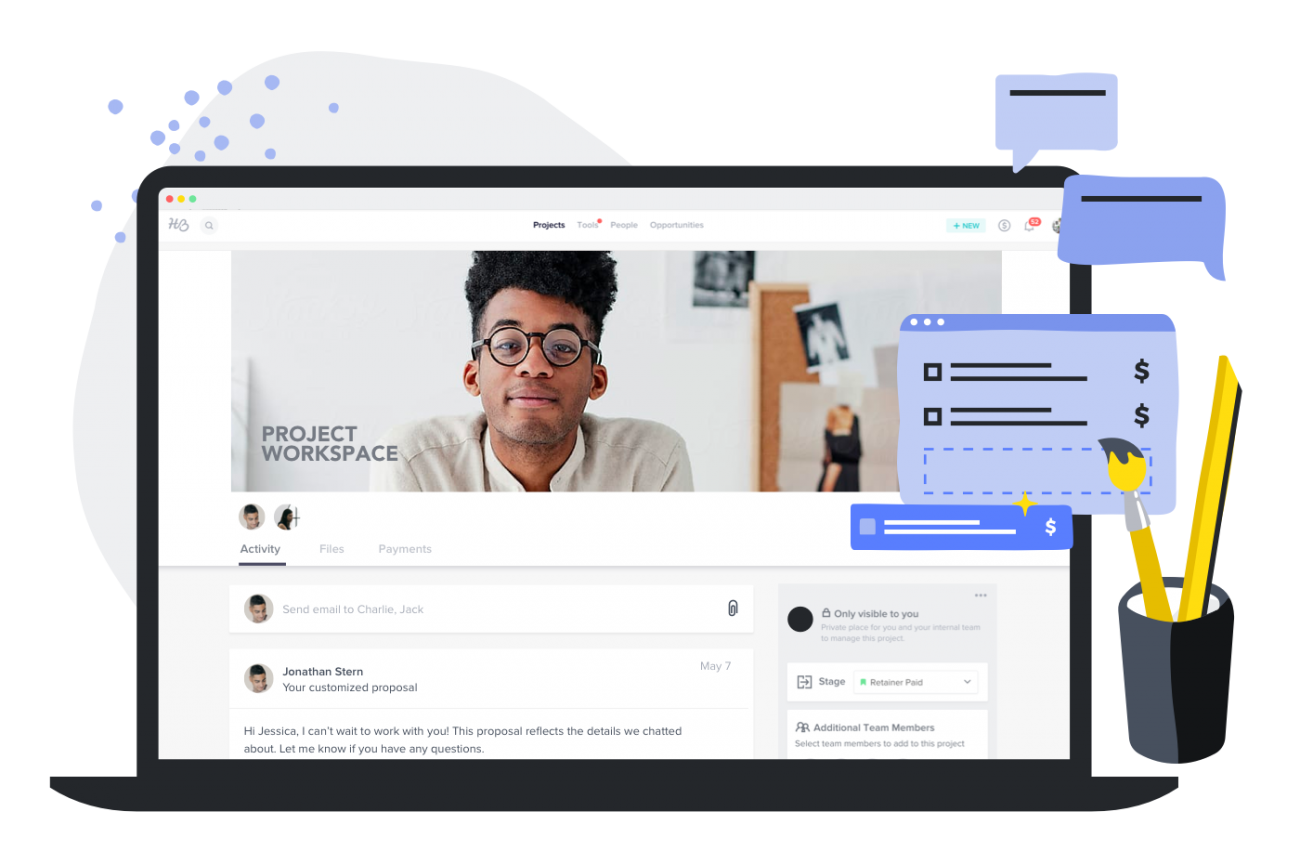 a glimpse at the honeybook client portal