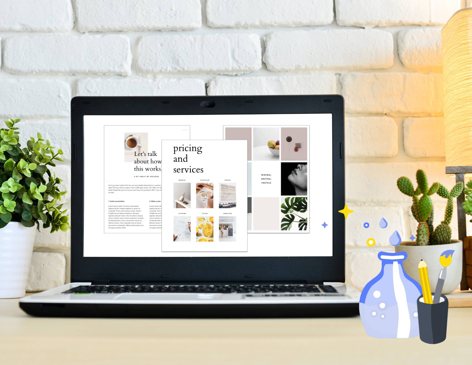 Laptop showing free brochure templates