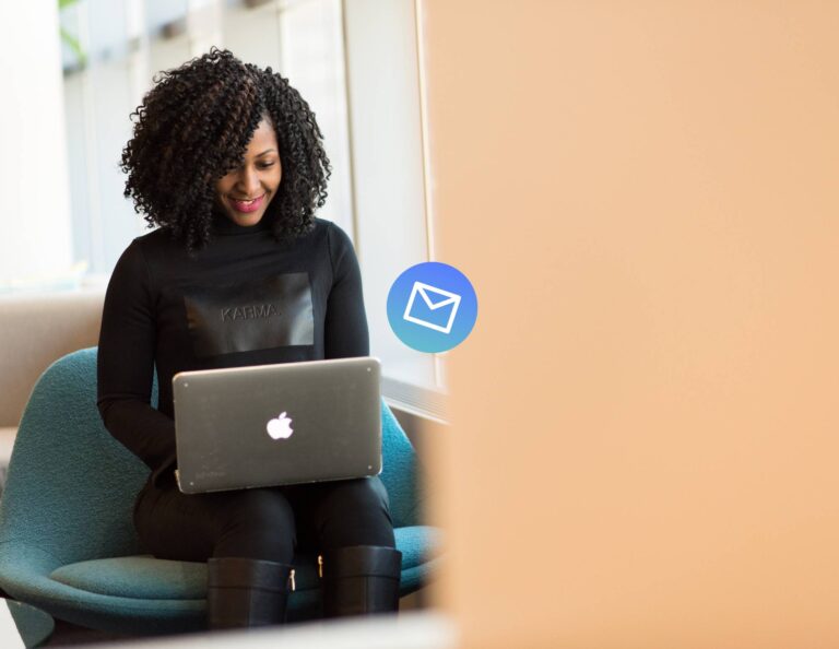 Woman working on an email signature