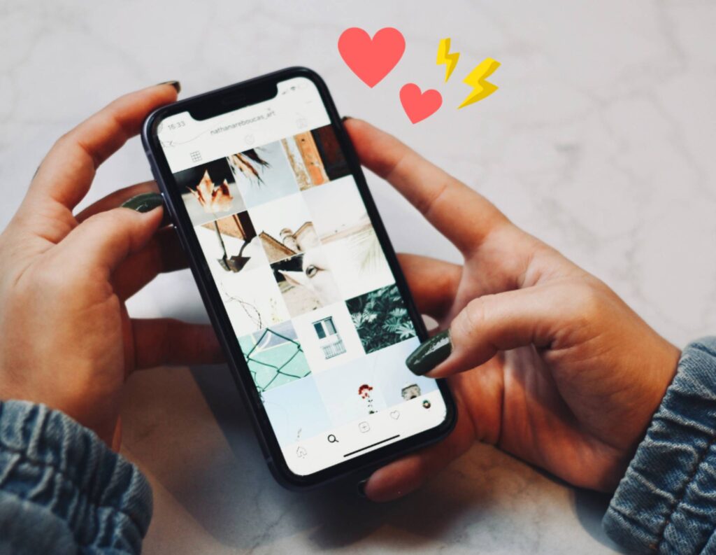 person using instagram on a cell phone