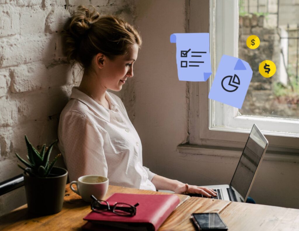 business owner conducting a business financial health check on a laptop