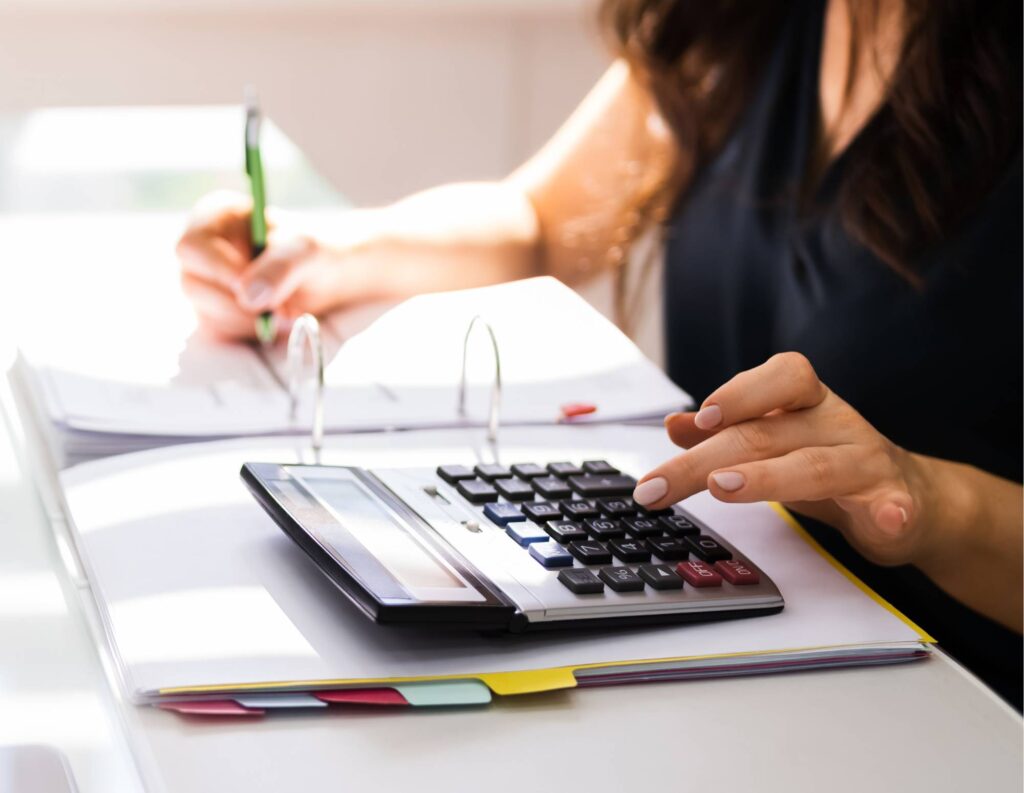 Woman filing self-employed taxes