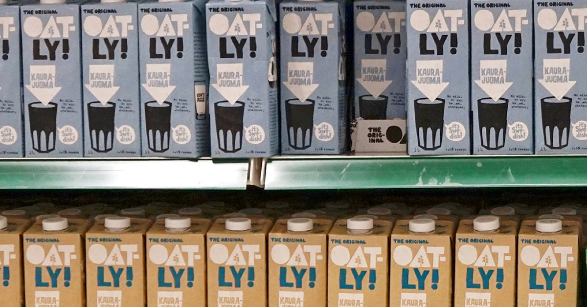 Oatly brand milk cartons