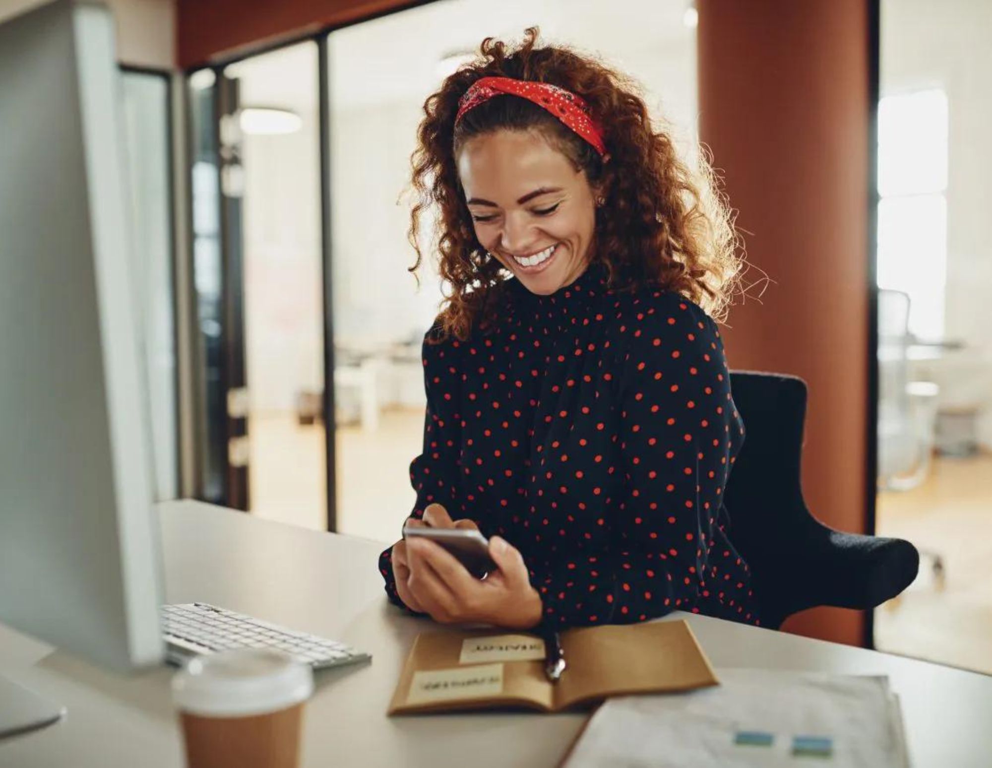 Freelancer checking her passive income apps