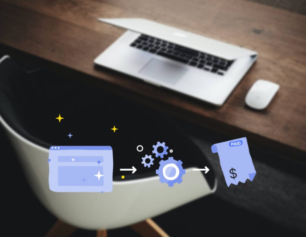 Illustration showing the process for selling digital products
