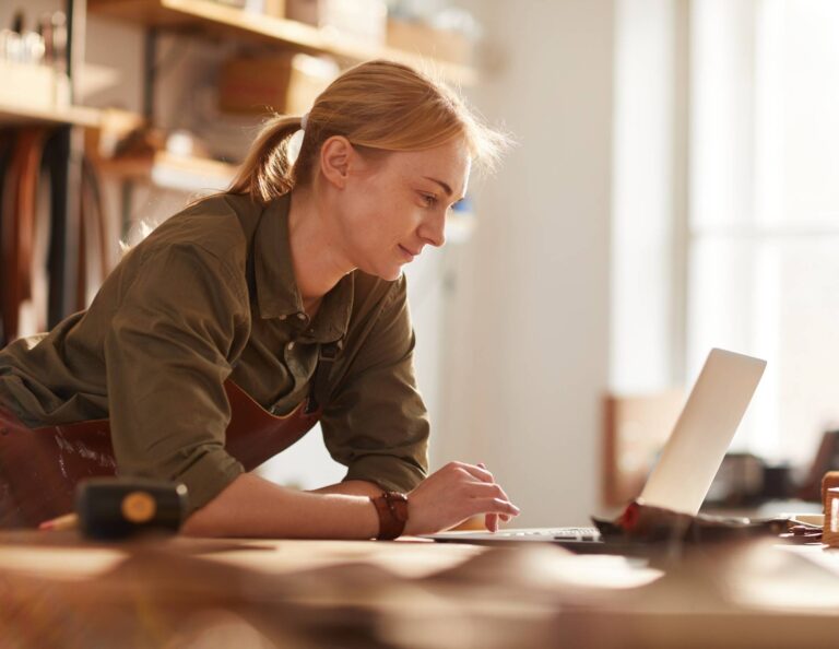 Confident business owner in control of her business