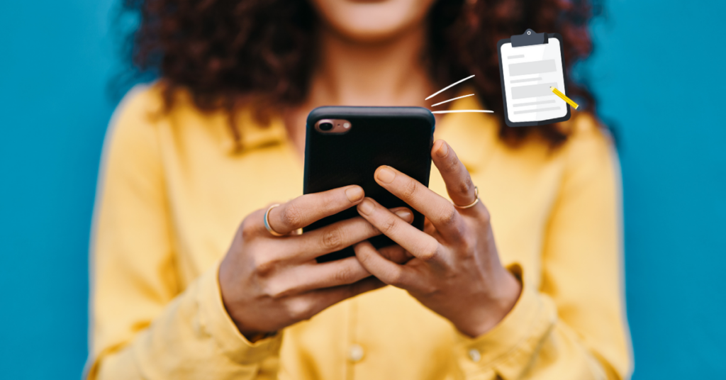 Woman filling out a lead generation ad on her phone