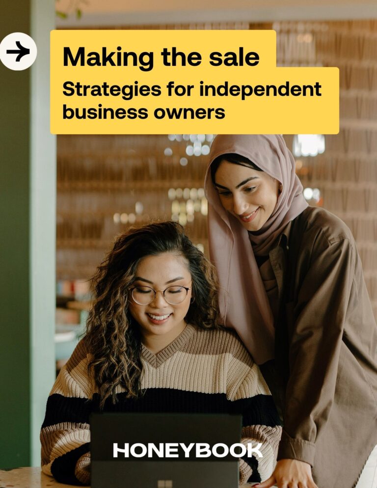 Two women look at a computer on the cover of the Making the Sale Guide.