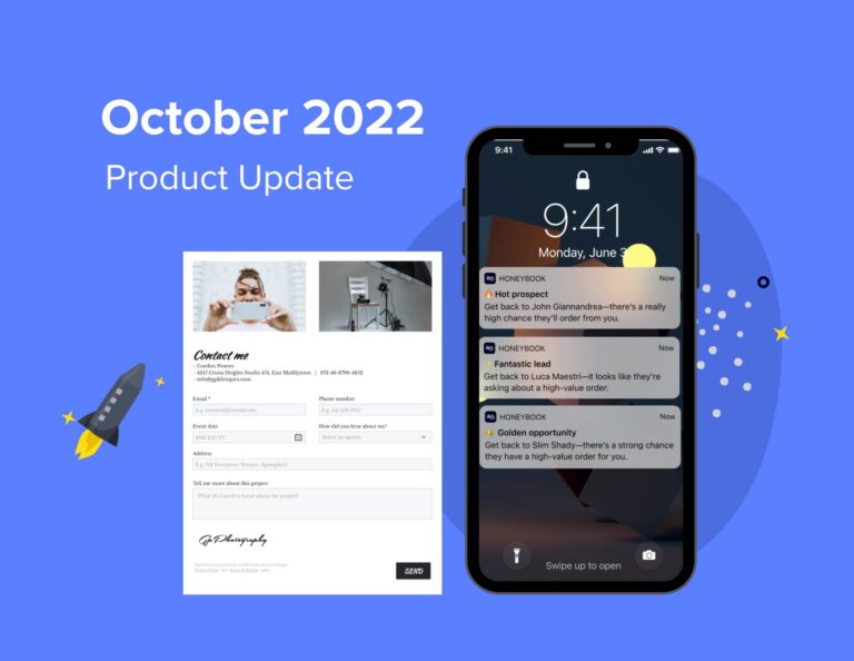 HoneyBook Product Updates October 2022