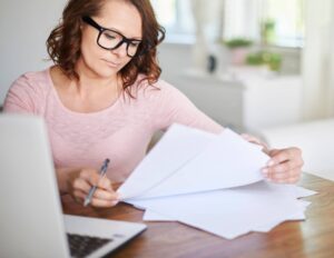 Woman working on a profit and loss statement