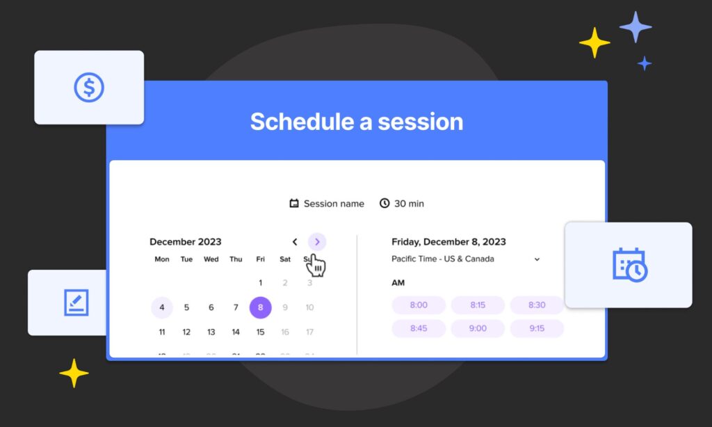 HoneyBook Scheduler user interface