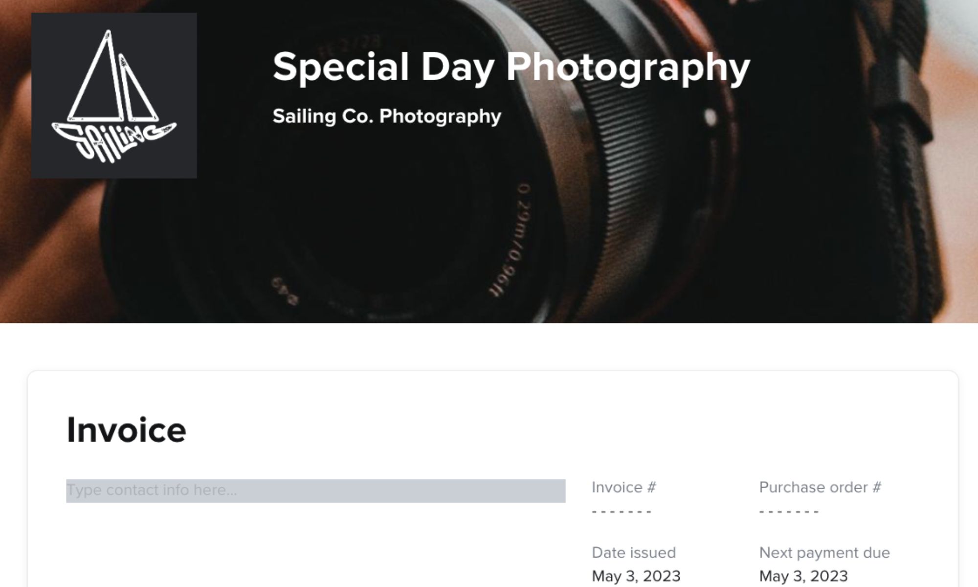 photography invoice