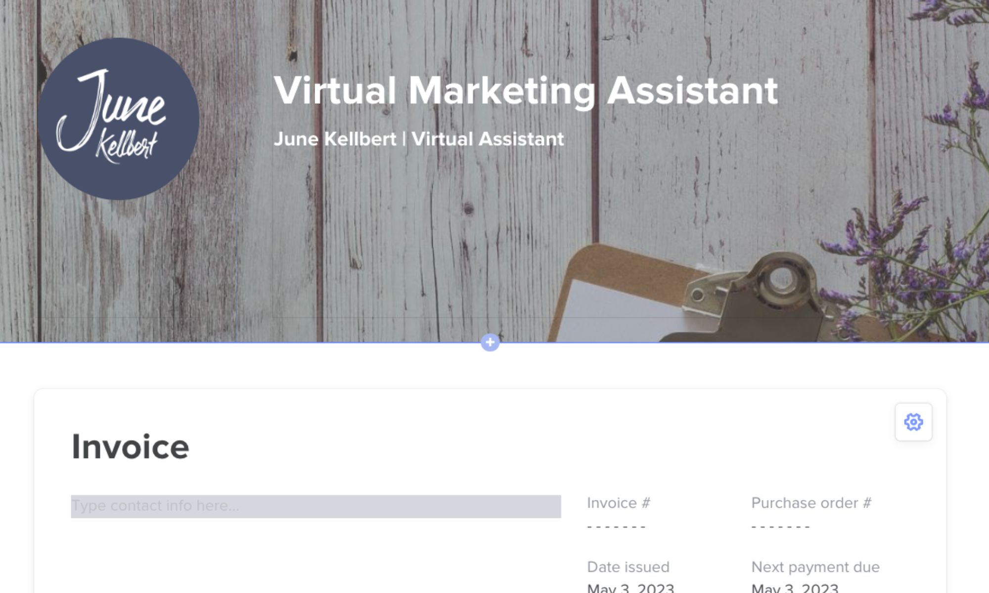 virtual assistant invoice