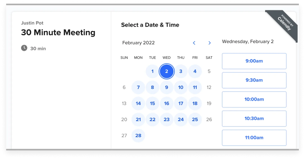 Calendly interface