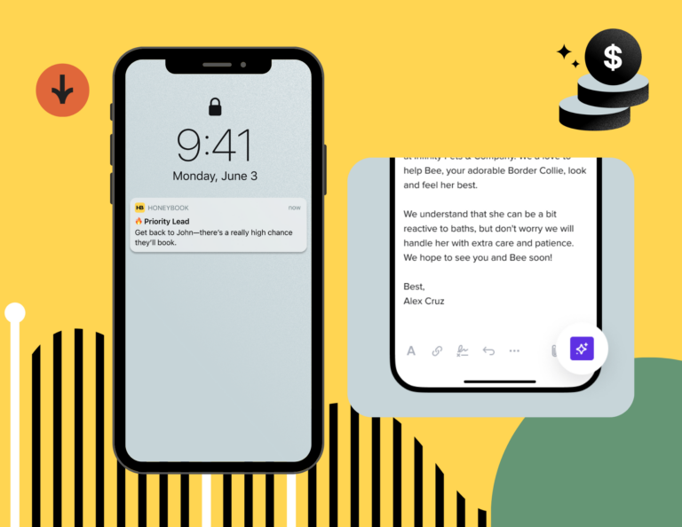 New HoneyBook AI features within the mobile app