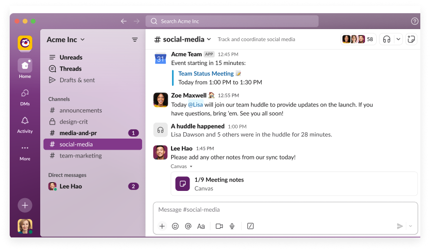 Slack interface