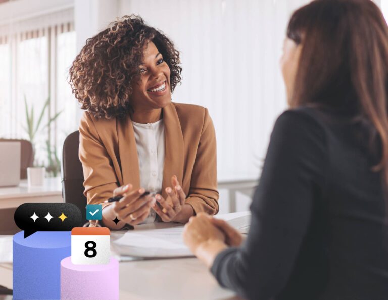 Woman using a client portal to communicate