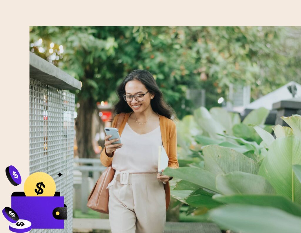 Woman payment processing on her phone