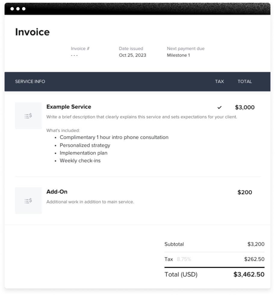 Invoice template example