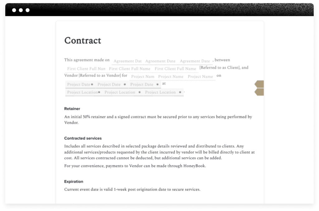 HoneyBook contract