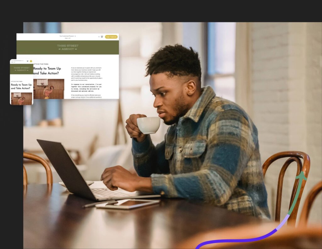 Man using HoneyBook templates on his computer