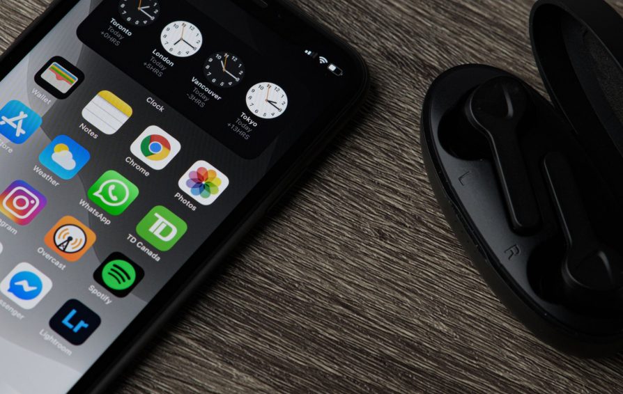 phone and wireless earbuds