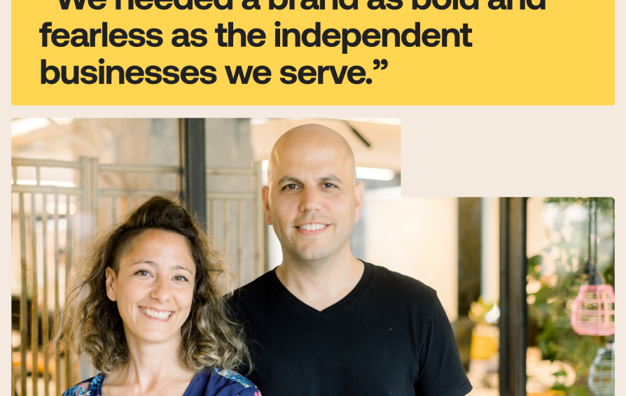 HoneyBook cofounder Oz and Naama under a quote about independent businesses