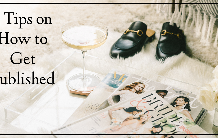 Black buckled shoes, a champagne glass, and magazines on the floor.