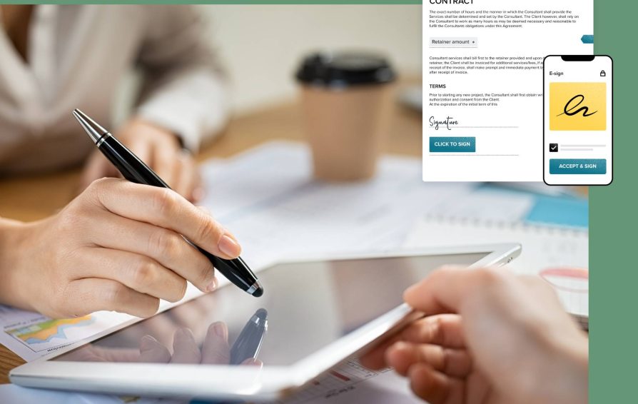 Person signing a HoneyBook contract