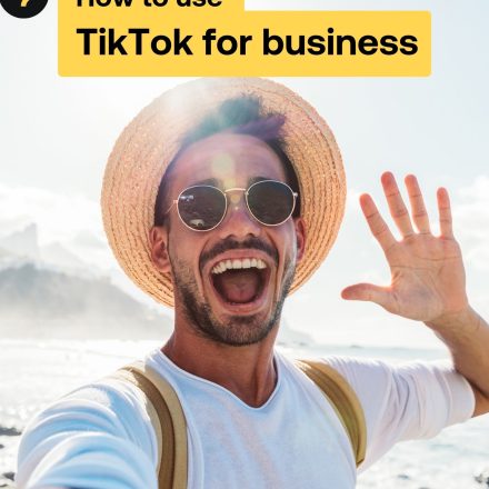 Man in sunshine wearing a hat and sunglasses waves on the cover of Tik Tok for business guide.