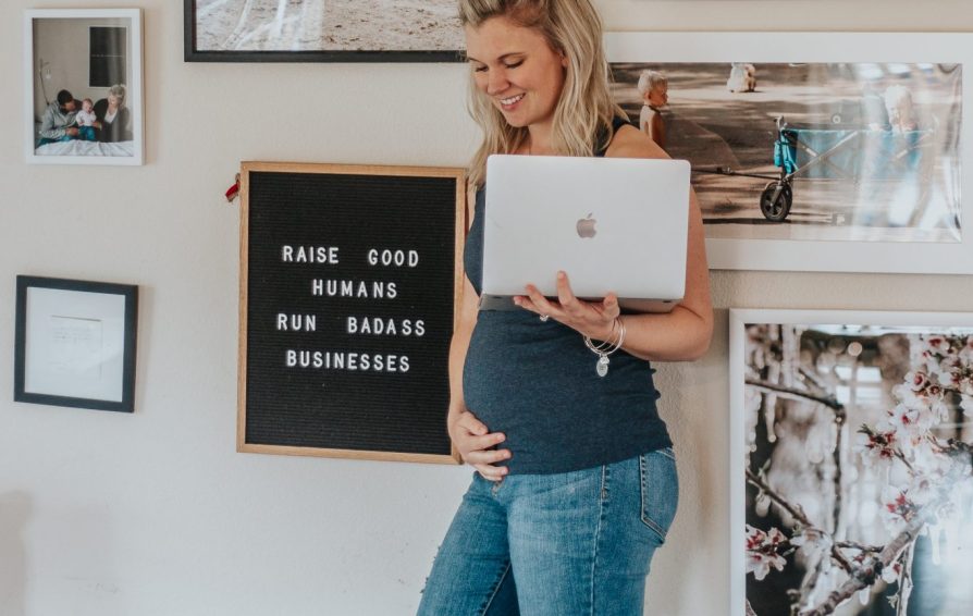 pregnant woman running a business