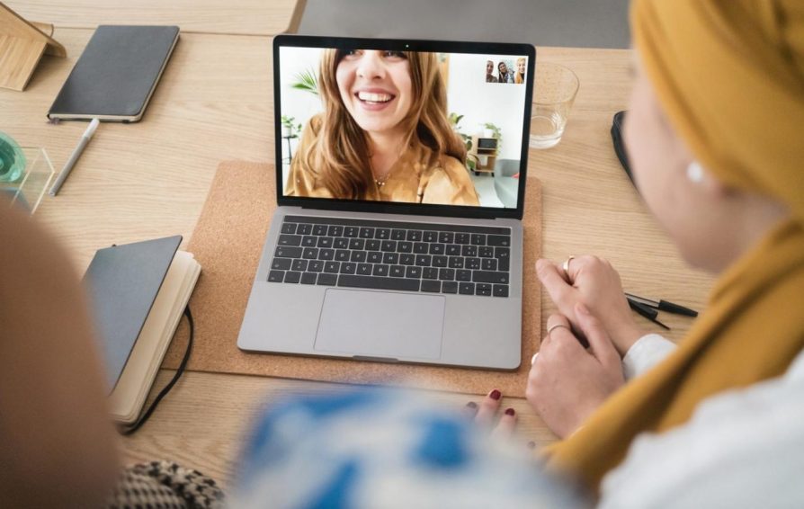 women on a video call learning how to make podcasts accessible