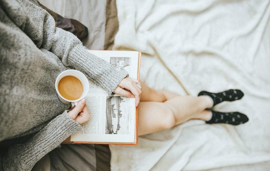 woman reading book
