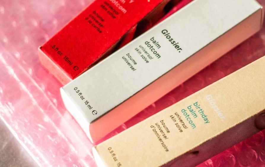 Glossier products as example of cohesive branding